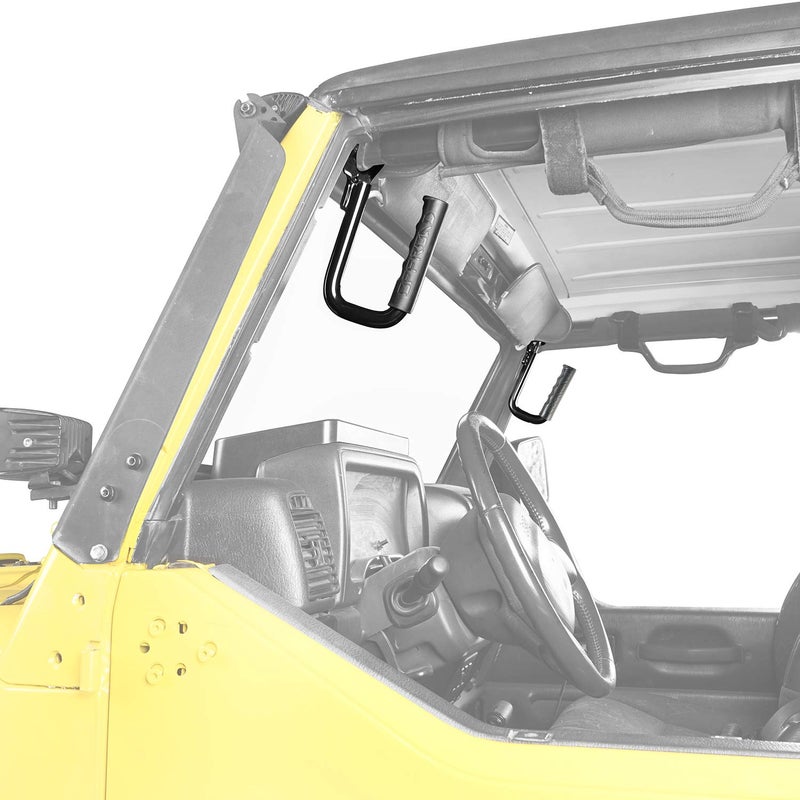 Hooke Road Wrangler TJ Front Grab Handles for 1997-2006 Jeep Wrangler TJ & Unlimited - Steel,Black - Image 5